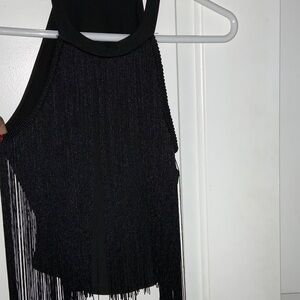 SHEIN Black Fringe Tank Top